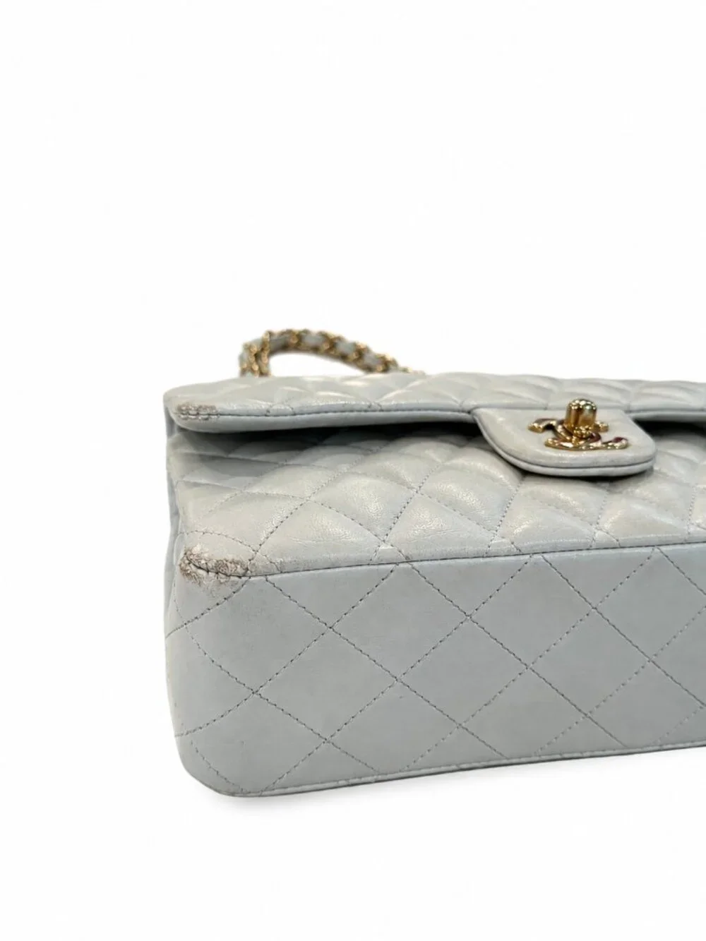 Chanel Classic Flap Bag – Light Blue / Gray Lambskin & Gold Hardware
